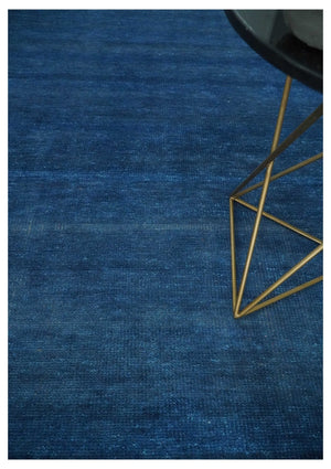 Solid Blue Hand knotted Contemporary 8x10 wool Area Rug