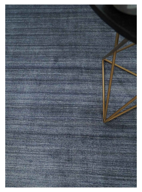 Solid Blue Scandinavian 5x7 Blended Bamboo Silk Flatwoven Area Rug, Dinning, Kids Rug | HL42