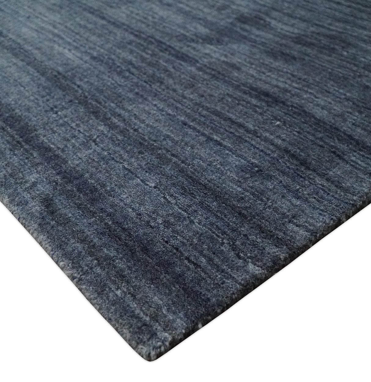 Solid Blue Scandinavian 5x7 Blended Bamboo Silk Flatwoven Area Rug, Dinning, Kids Rug | HL42