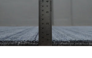 Solid Blue Scandinavian 5x7 Blended Bamboo Silk Flatwoven Area Rug, Dinning, Kids Rug | HL42