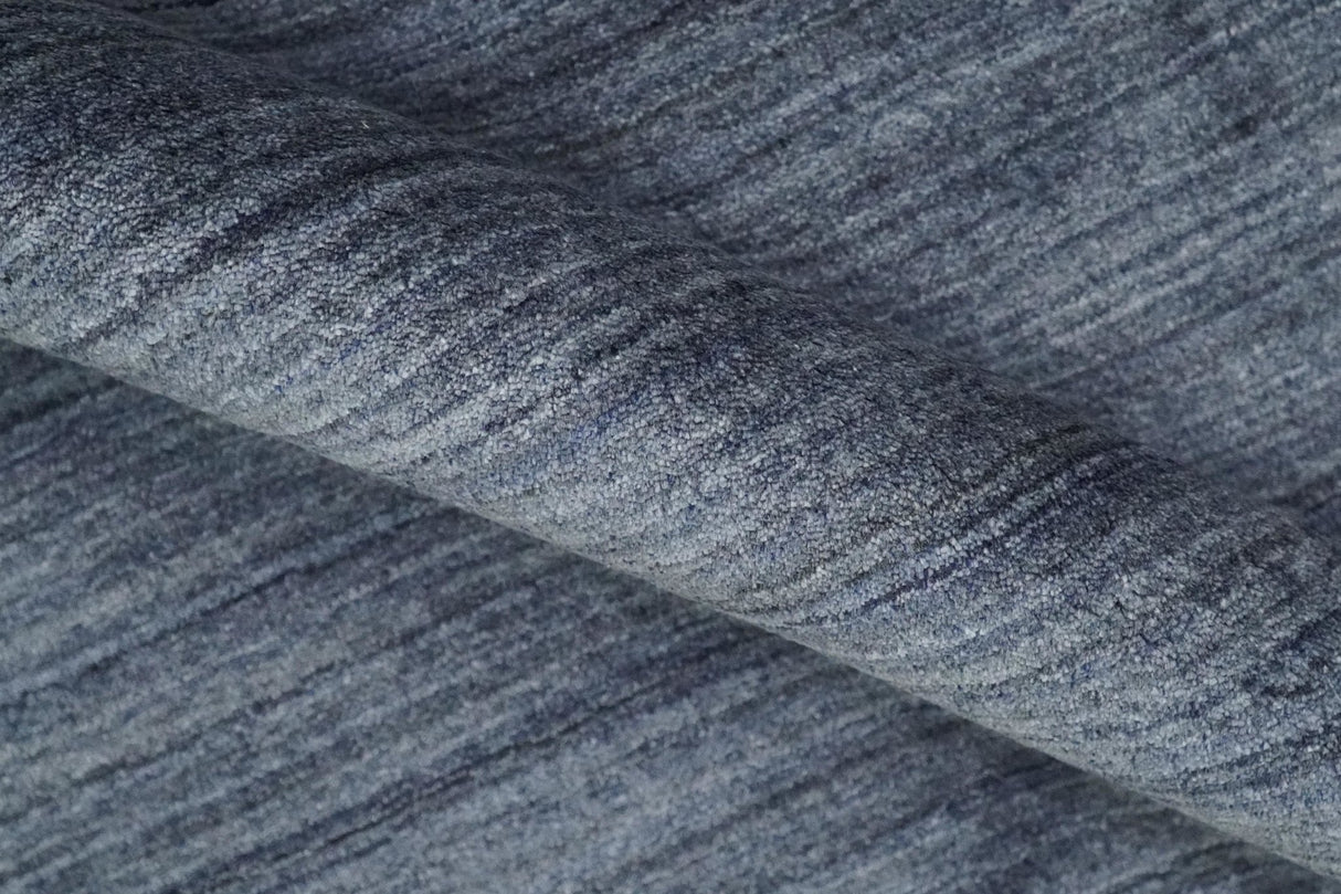Solid Blue Scandinavian 5x7 Blended Bamboo Silk Flatwoven Area Rug, Dinning, Kids Rug | HL42