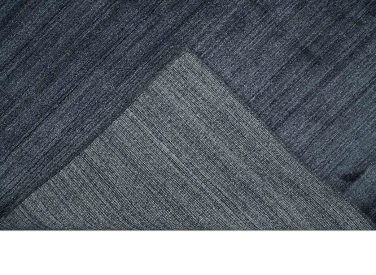 Solid Blue Scandinavian 5x7 Blended Bamboo Silk Flatwoven Area Rug, Dinning, Kids Rug | HL42