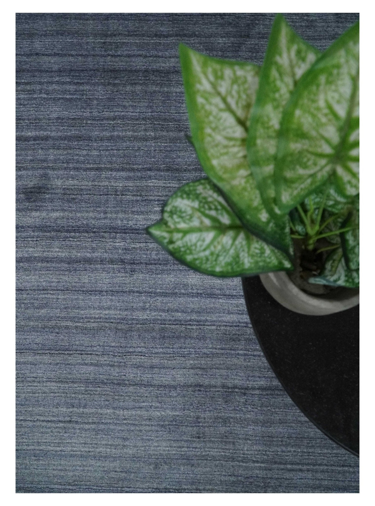 Solid Blue Scandinavian 5x7 Blended Bamboo Silk Flatwoven Area Rug, Dinning, Kids Rug | HL42