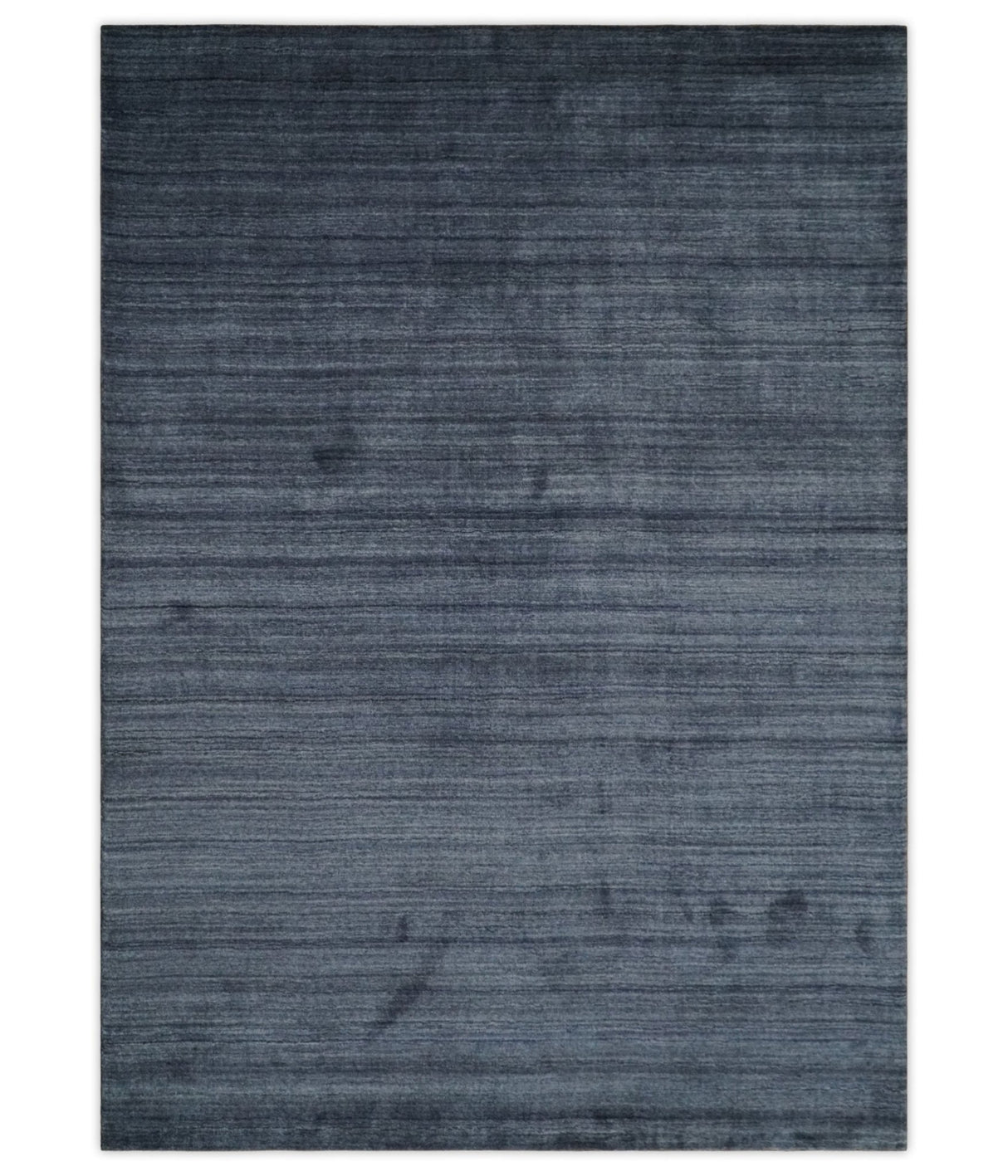 Solid Blue Scandinavian 5x7 Blended Bamboo Silk Flatwoven Area Rug, Dinning, Kids Rug | HL42