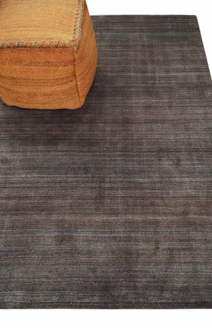 Solid Brown Scandinavian 5x7 Blended Wool Flatwoven Area Rug, Dinning, Kids Rug | HL17