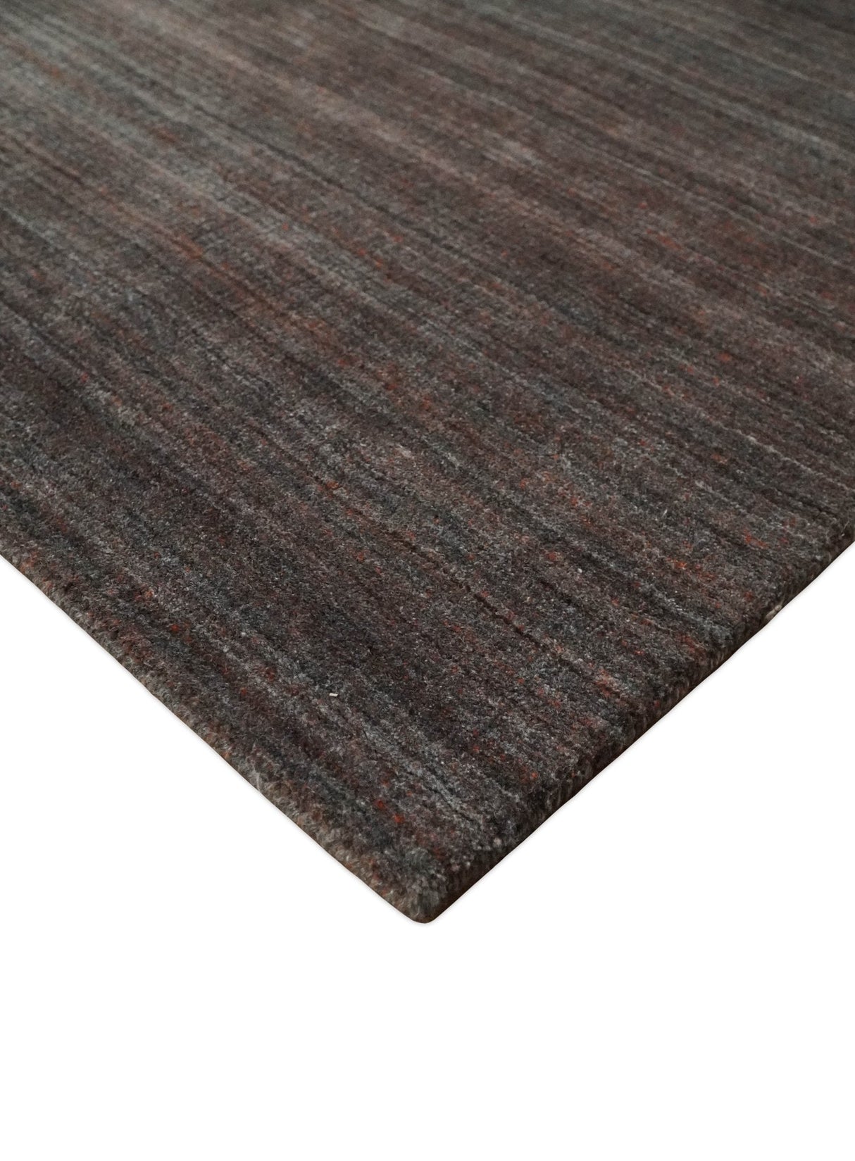 Solid Brown Scandinavian 5x7 Blended Wool Flatwoven Area Rug, Dinning, Kids Rug | HL17