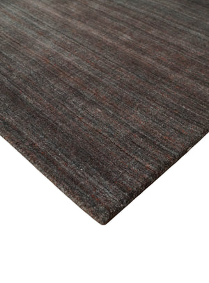 Solid Brown Scandinavian 5x7 Blended Wool Flatwoven Area Rug, Dinning, Kids Rug | HL17
