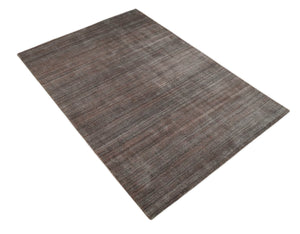 Solid Brown Scandinavian 5x7 Blended Wool Flatwoven Area Rug, Dinning, Kids Rug | HL17