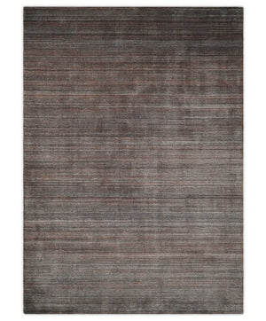 Solid Brown Scandinavian 5x7 Blended Wool Flatwoven Area Rug, Dinning, Kids Rug | HL17