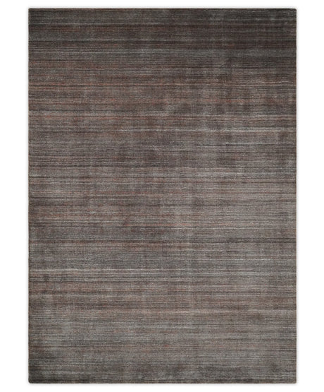 Solid Brown Scandinavian 5x7 Blended Wool Flatwoven Area Rug, Dinning, Kids Rug | HL17