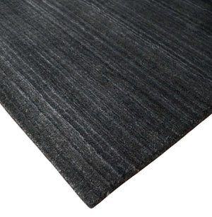 Solid Charcoal Black Scandinavian 5x7 Blended Wool Flatwoven Area Rug | HL13