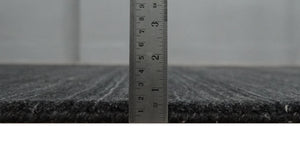 Solid Charcoal Black Scandinavian 5x7 Blended Wool Flatwoven Area Rug | HL13