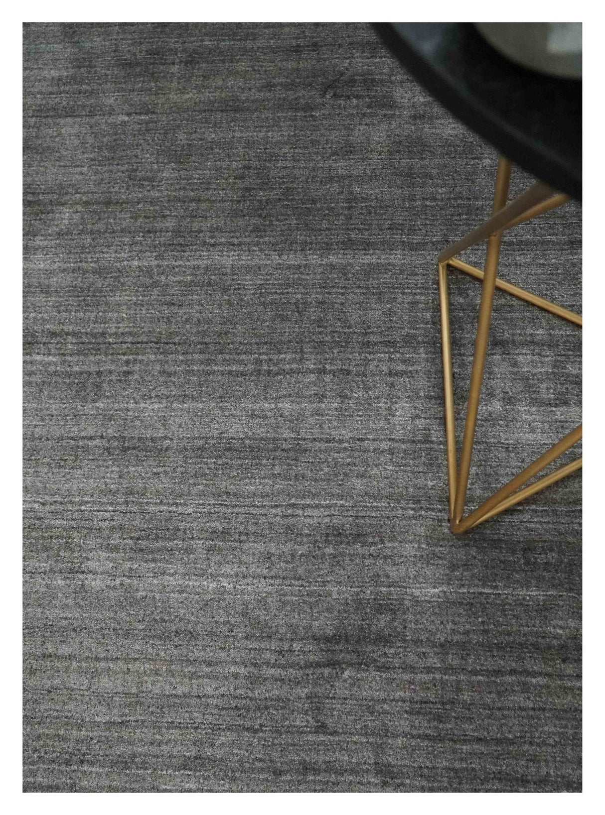 Solid Charcoal Scandinavian 5x7 Blended Bamboo Silk Flatwoven Area Rug, Dinning, Kids Rug | HL44