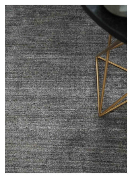 Solid Charcoal Scandinavian 5x7 Blended Bamboo Silk Flatwoven Area Rug, Dinning, Kids Rug | HL44