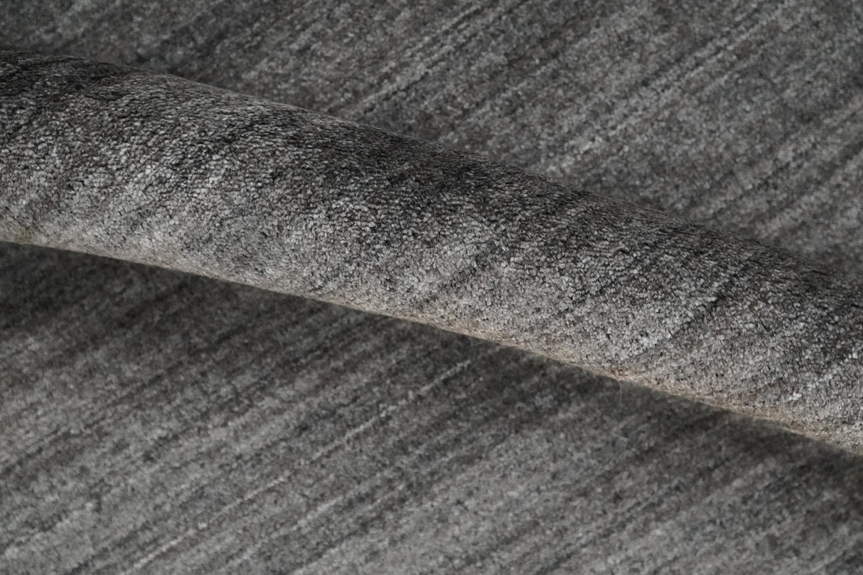 Solid Charcoal Scandinavian 5x7 Blended Bamboo Silk Flatwoven Area Rug, Dinning, Kids Rug | HL44