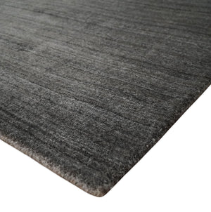 Solid Charcoal Scandinavian 5x7 Blended Bamboo Silk Flatwoven Area Rug, Dinning, Kids Rug | HL44