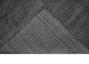 Solid Charcoal Scandinavian 5x7 Blended Bamboo Silk Flatwoven Area Rug, Dinning, Kids Rug | HL44