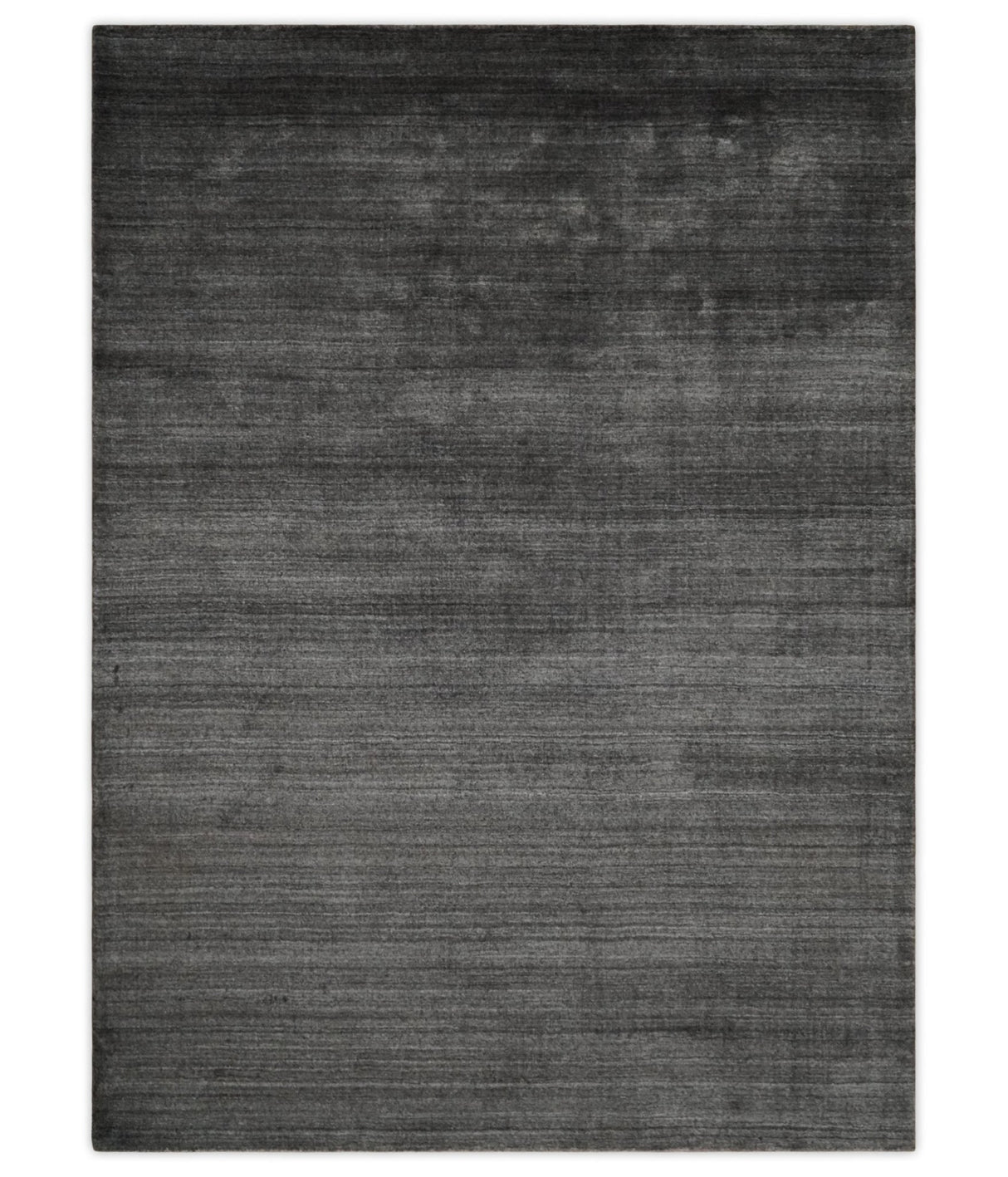 Solid Charcoal Scandinavian 5x7 Blended Bamboo Silk Flatwoven Area Rug, Dinning, Kids Rug | HL44