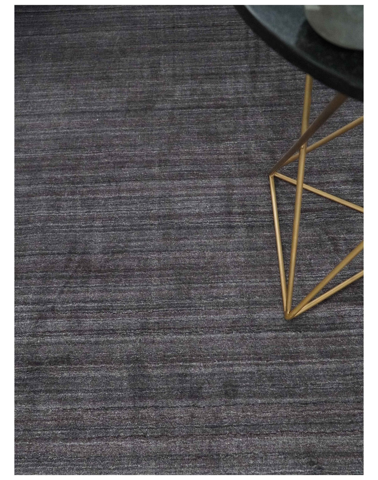 Solid Charcoal Scandinavian 5x7 Blended Wool Flatwoven Area Rug, Dinning, Kids Rug | HL14