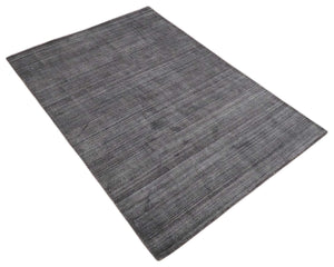 Solid Charcoal Scandinavian 5x7 Blended Wool Flatwoven Area Rug, Dinning, Kids Rug | HL14