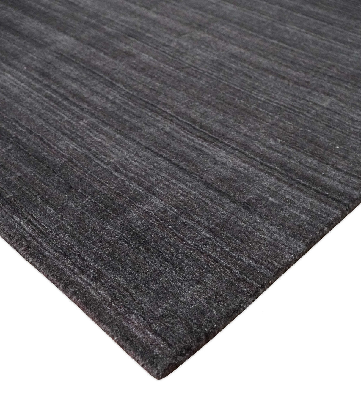 Solid Charcoal Scandinavian 5x7 Blended Wool Flatwoven Area Rug, Dinning, Kids Rug | HL14