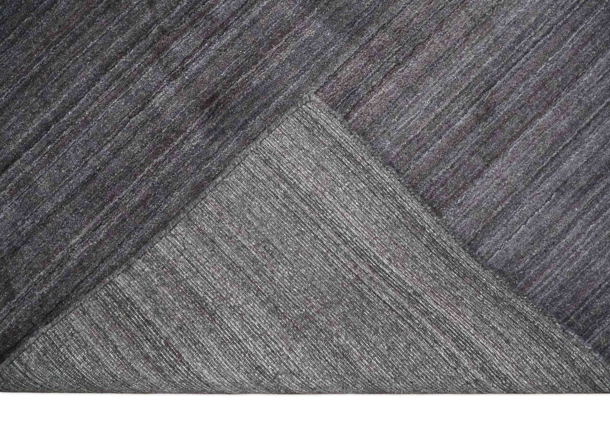 Solid Charcoal Scandinavian 5x7 Blended Wool Flatwoven Area Rug, Dinning, Kids Rug | HL14