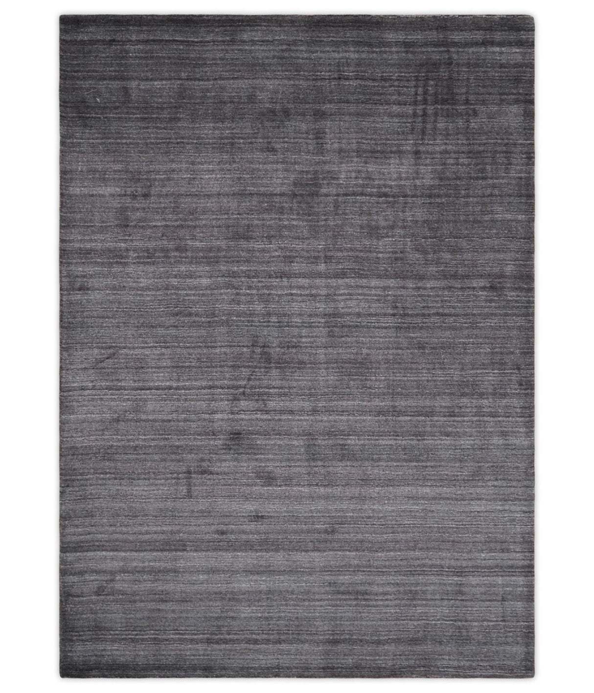 Solid Charcoal Scandinavian 5x7 Blended Wool Flatwoven Area Rug, Dinning, Kids Rug | HL14