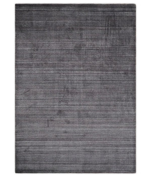 Solid Charcoal Scandinavian 5x7 Blended Wool Flatwoven Area Rug, Dinning, Kids Rug | HL14
