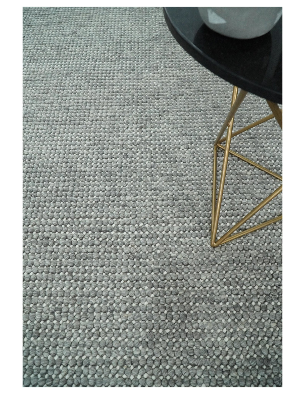Solid Gray Chunky Handwoven Contemporary Wool Area Rug