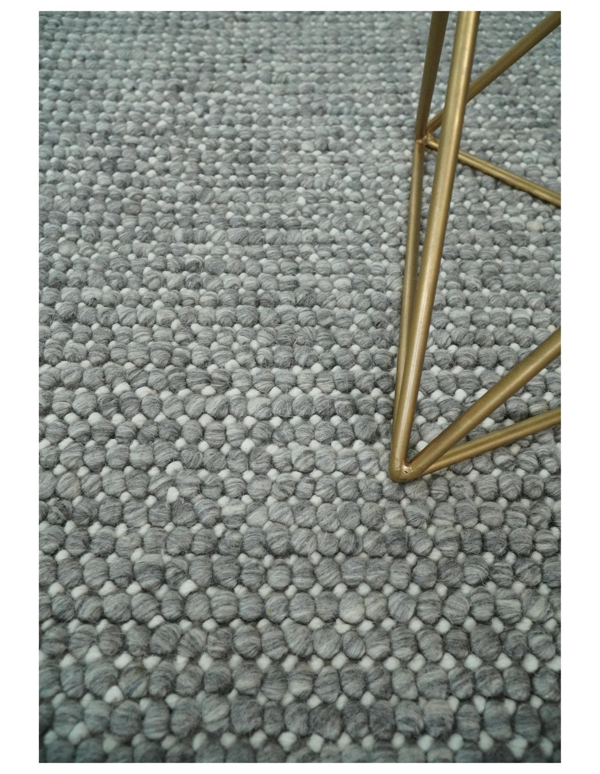 Solid Gray Chunky Handwoven Contemporary Wool Area Rug
