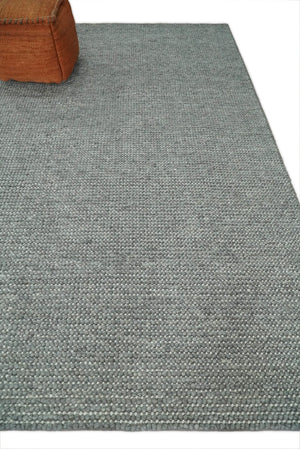 Solid Gray Chunky Handwoven Contemporary Wool Area Rug