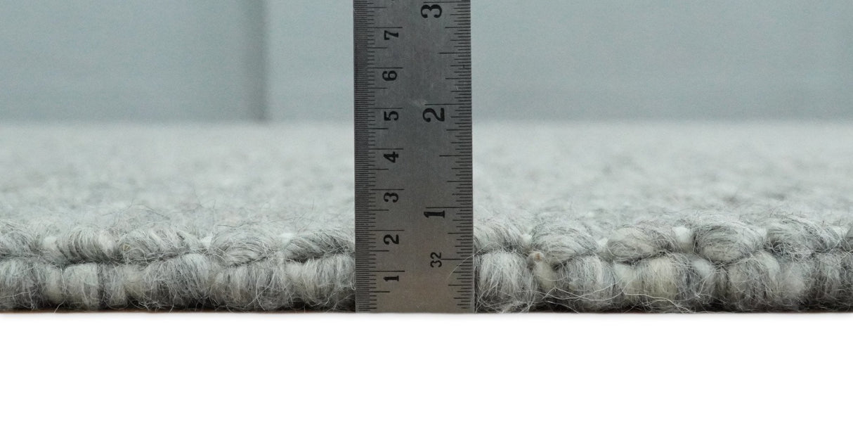 Solid Gray Chunky Handwoven Contemporary Wool Area Rug