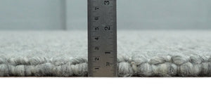 Solid Gray Chunky Handwoven Contemporary Wool Area Rug