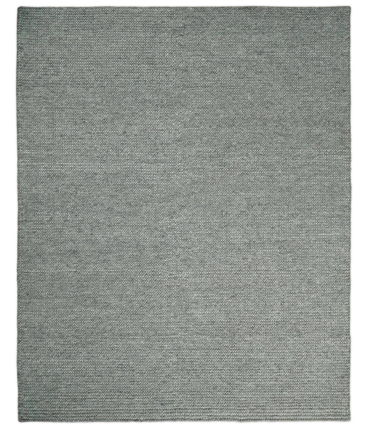 Solid Gray Chunky Handwoven Contemporary Wool Area Rug