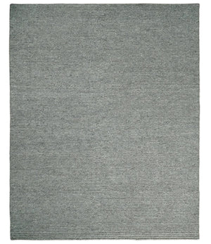 Solid Gray Chunky Handwoven Contemporary Wool Area Rug