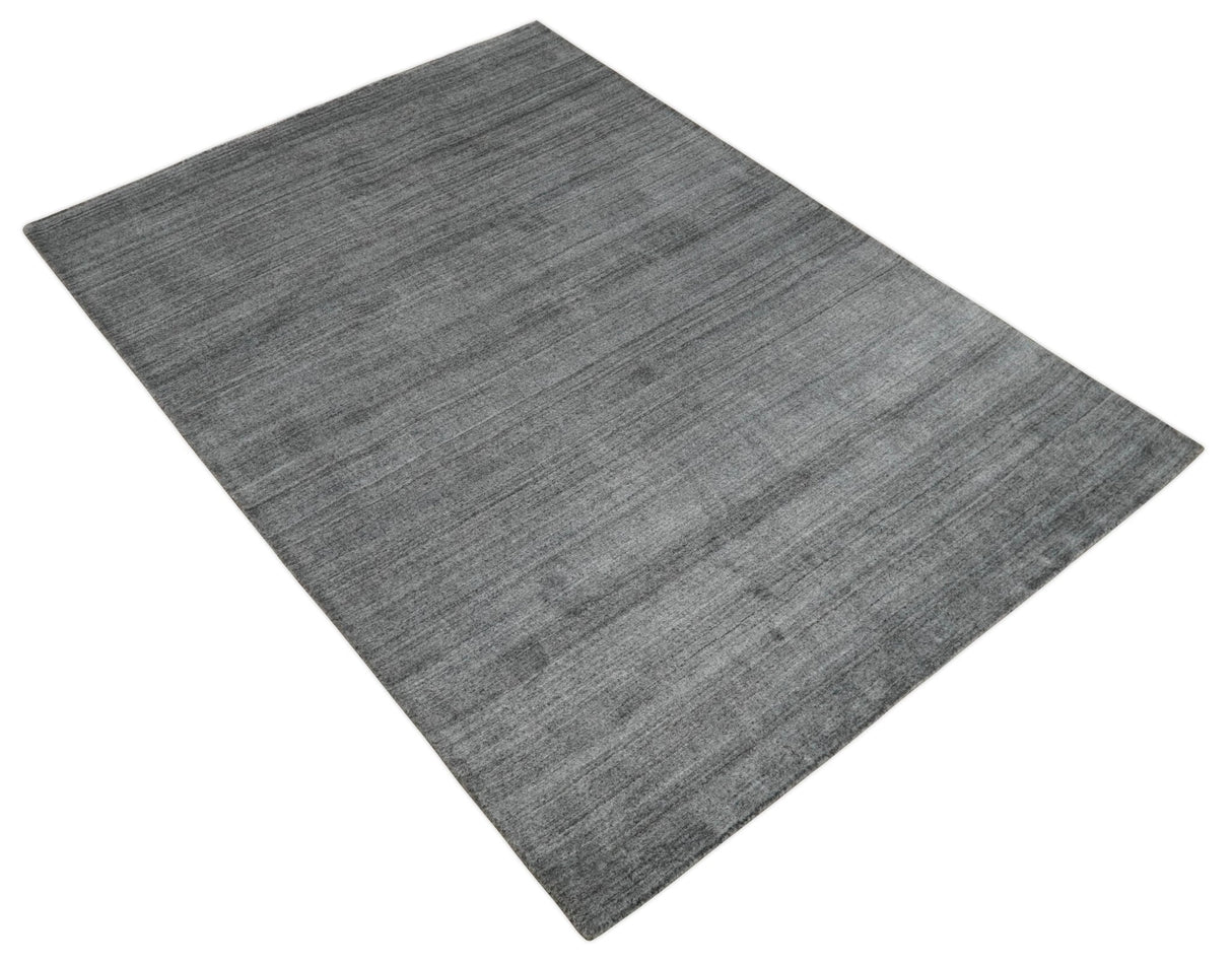 Solid Gray Shaded Scandinavian 5x7 Blended Wool Flatwoven Area Rug | HL37