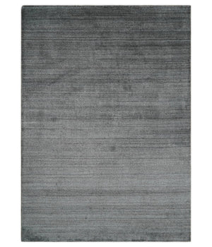 Solid Gray Shaded Scandinavian 5x7 Blended Wool Flatwoven Area Rug | HL37