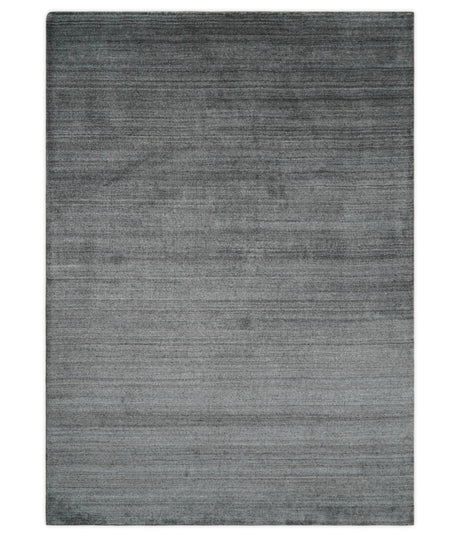 Solid Gray Shaded Scandinavian 5x7 Blended Wool Flatwoven Area Rug | HL37