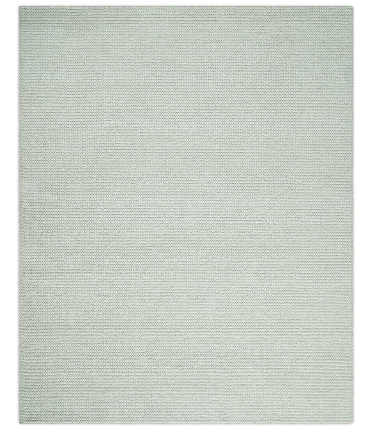 Solid Ivory Chunky Handwoven Contemporary Wool Area Rug