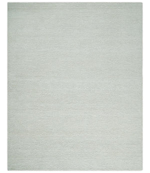 Solid Ivory Chunky Handwoven Contemporary Wool Area Rug