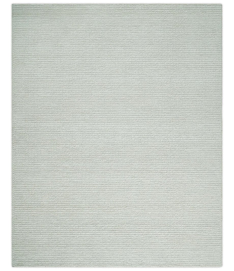 Solid Ivory Chunky Handwoven Contemporary Wool Area Rug