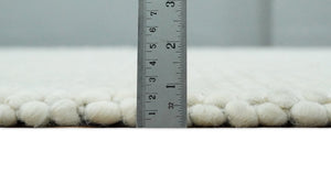 Solid Ivory Wool Felted Chunky Hand Woven Contemporary Area Rug