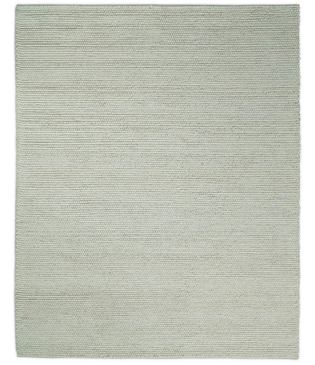 Solid Ivory Wool Felted Chunky Hand Woven Contemporary Area Rug