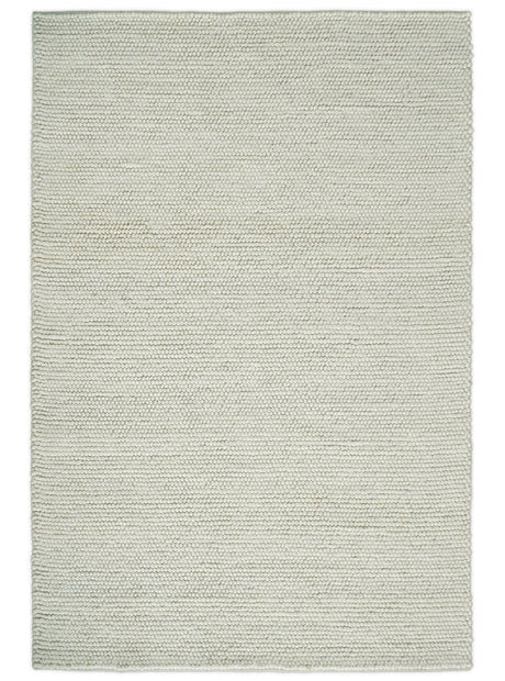 Solid Ivory Wool Felted Chunky Hand Woven Contemporary Area Rug