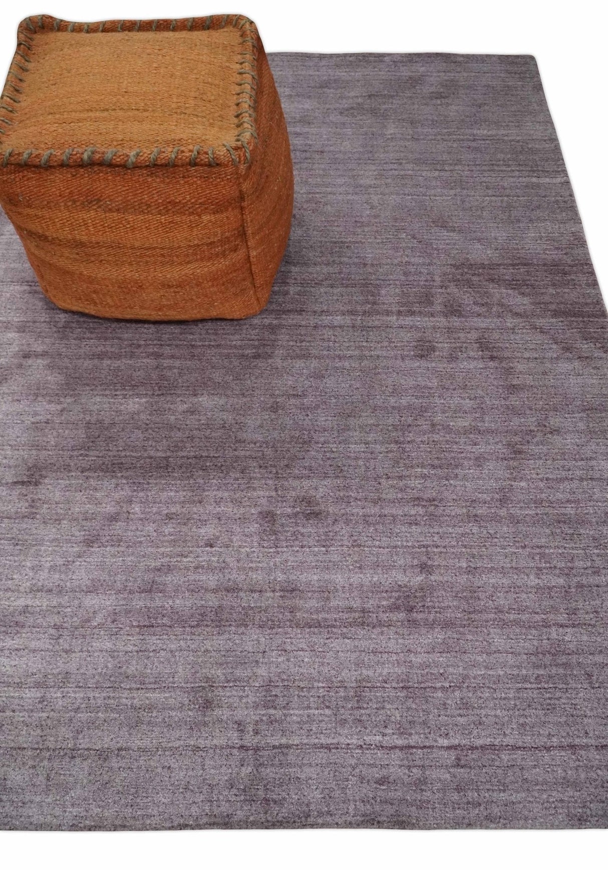 Solid Lavender Purple Scandinavian 5x7 Blended Wool Flatwoven Area Rug | HL12