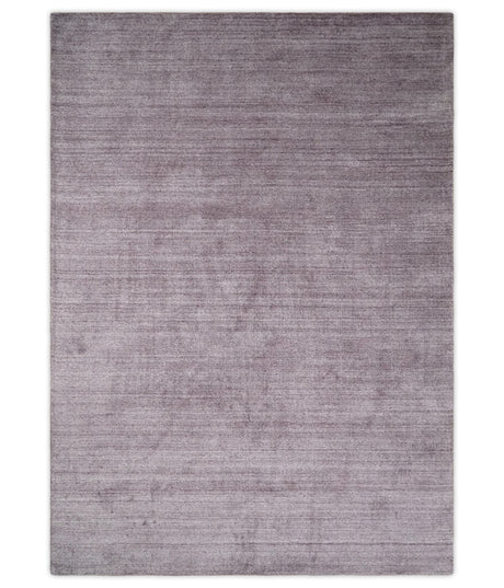 Solid Lavender Purple Scandinavian 5x7 Blended Wool Flatwoven Area Rug | HL12