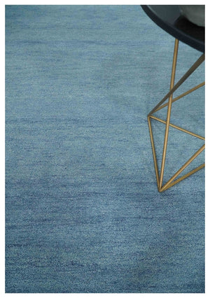 Solid Light Blue Woolen Hand Tufted 8x10 contemporary area Rug