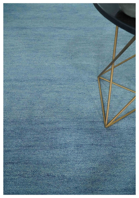 Solid Light Blue Woolen Hand Tufted 8x10 contemporary area Rug