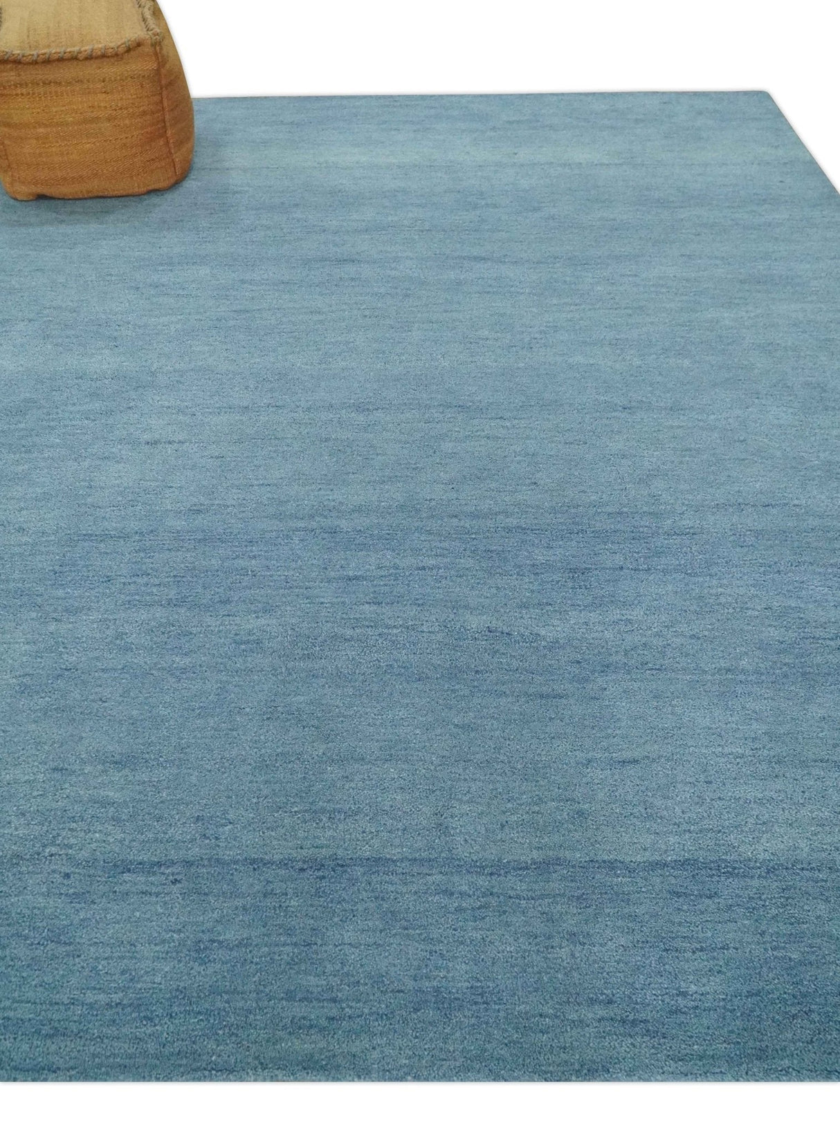 Solid Light Blue Woolen Hand Tufted 8x10 contemporary area Rug