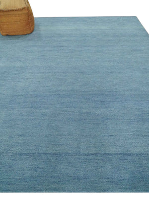 Solid Light Blue Woolen Hand Tufted 8x10 contemporary area Rug